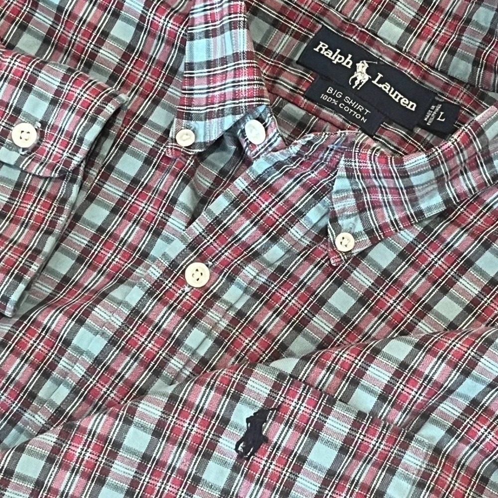 Polo Ralph Lauren Shirt Mens L Big Shirt L/S B/U 100% Cotton